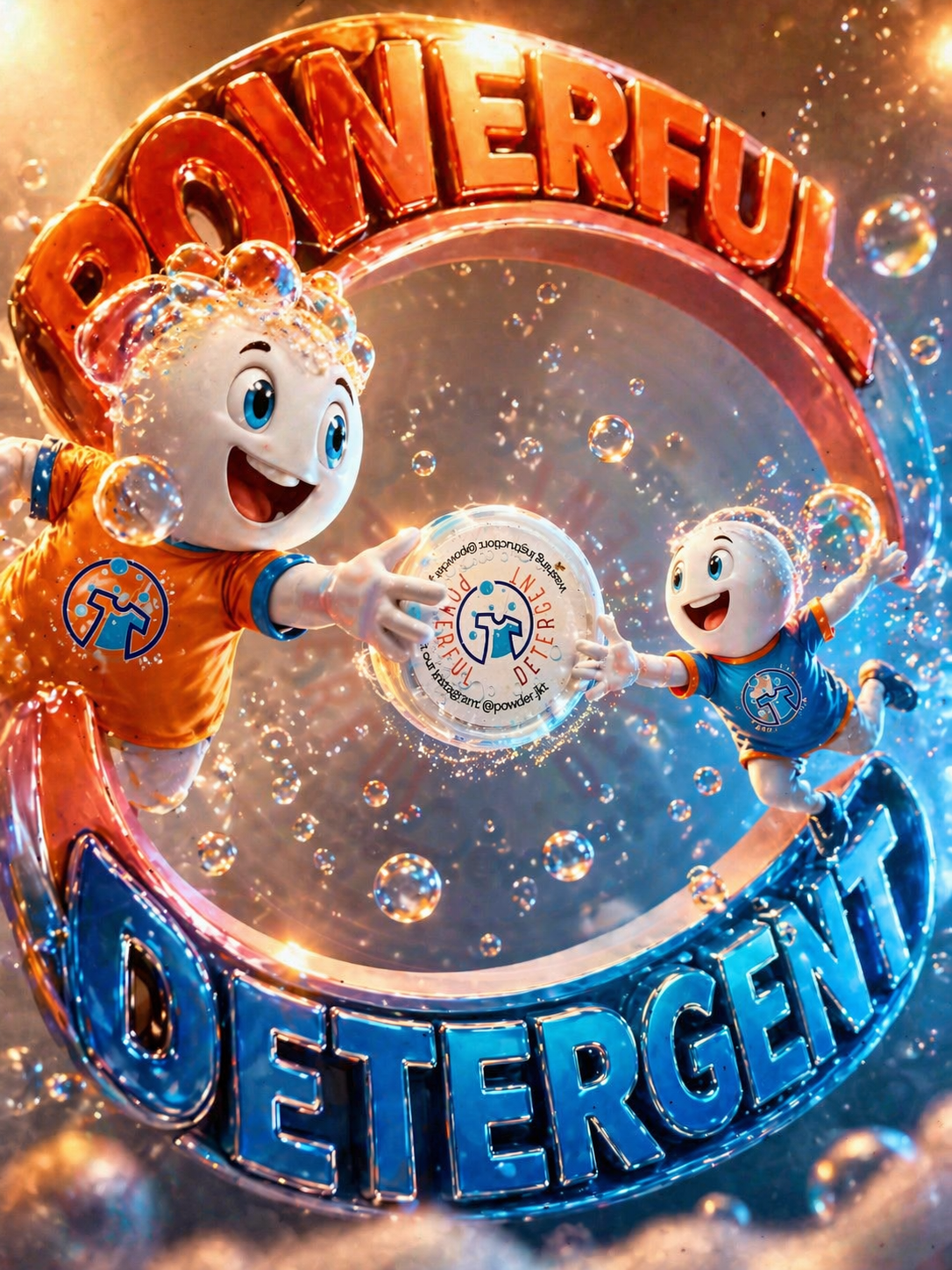 Powerful Detergent PowDer dengan karakter gelembung